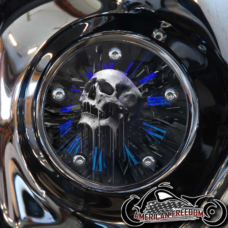 Custom Timing Cover - Melted Skull Blue